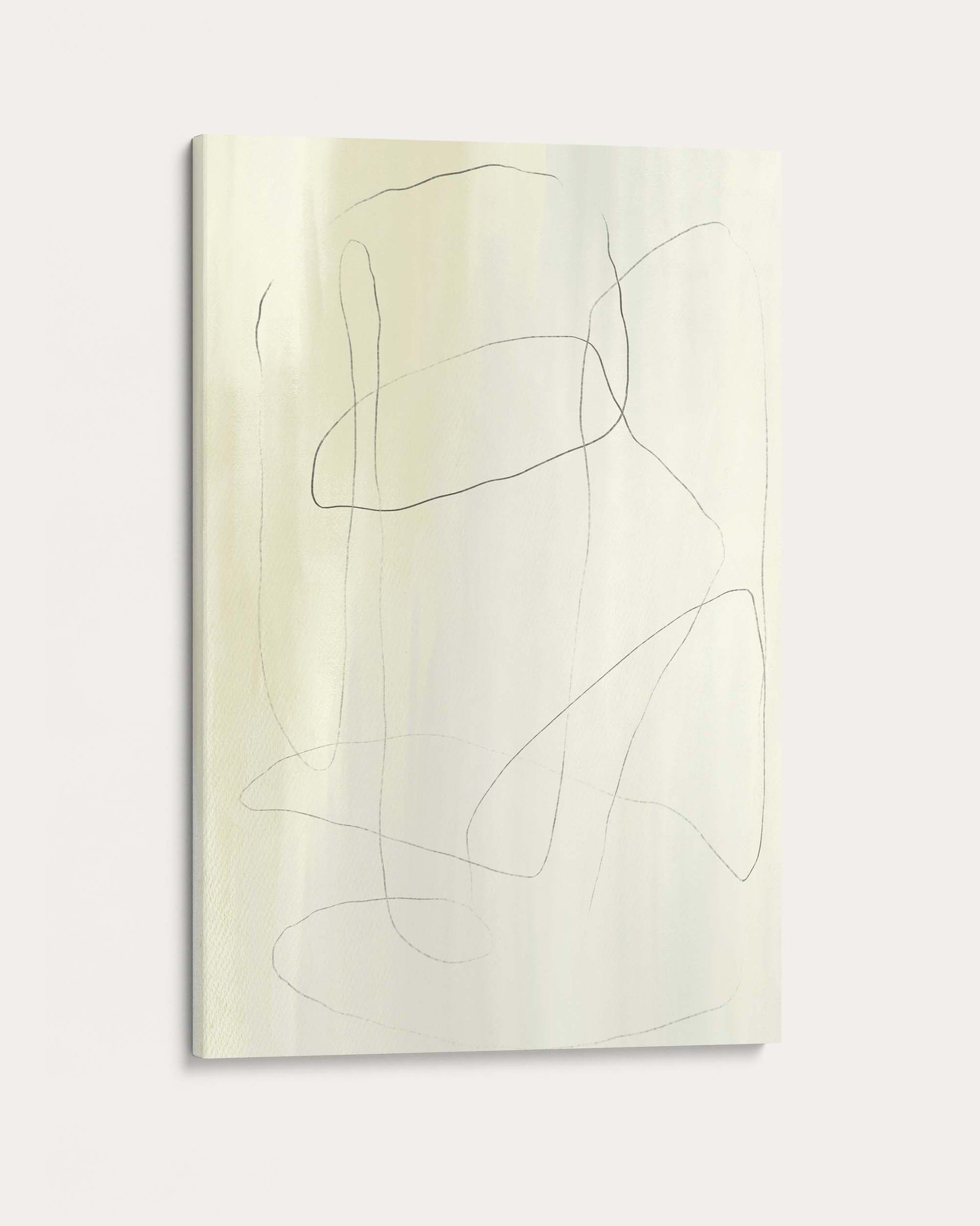 Abstract art piece with wavy lines on a light beige background