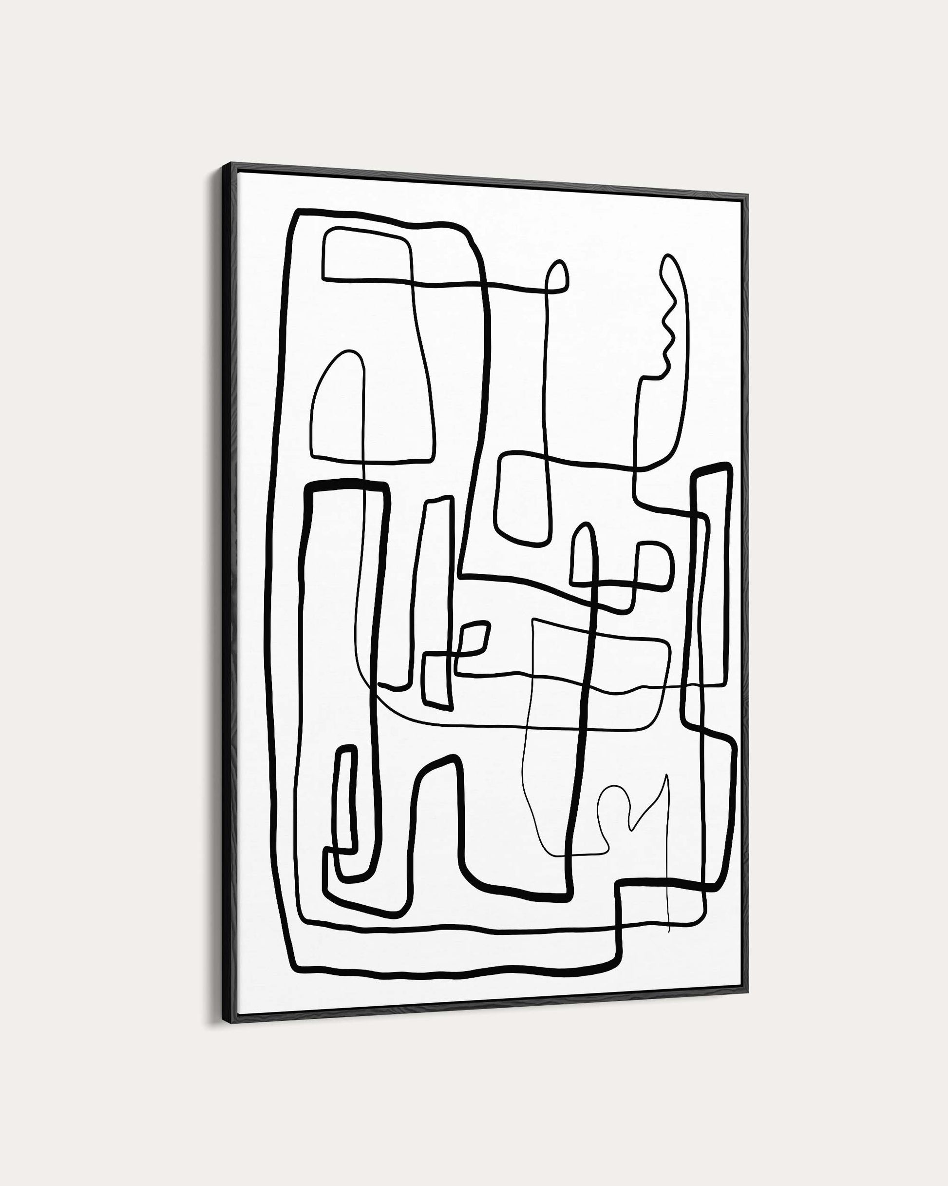 Abstract line art in a black frame on a white background