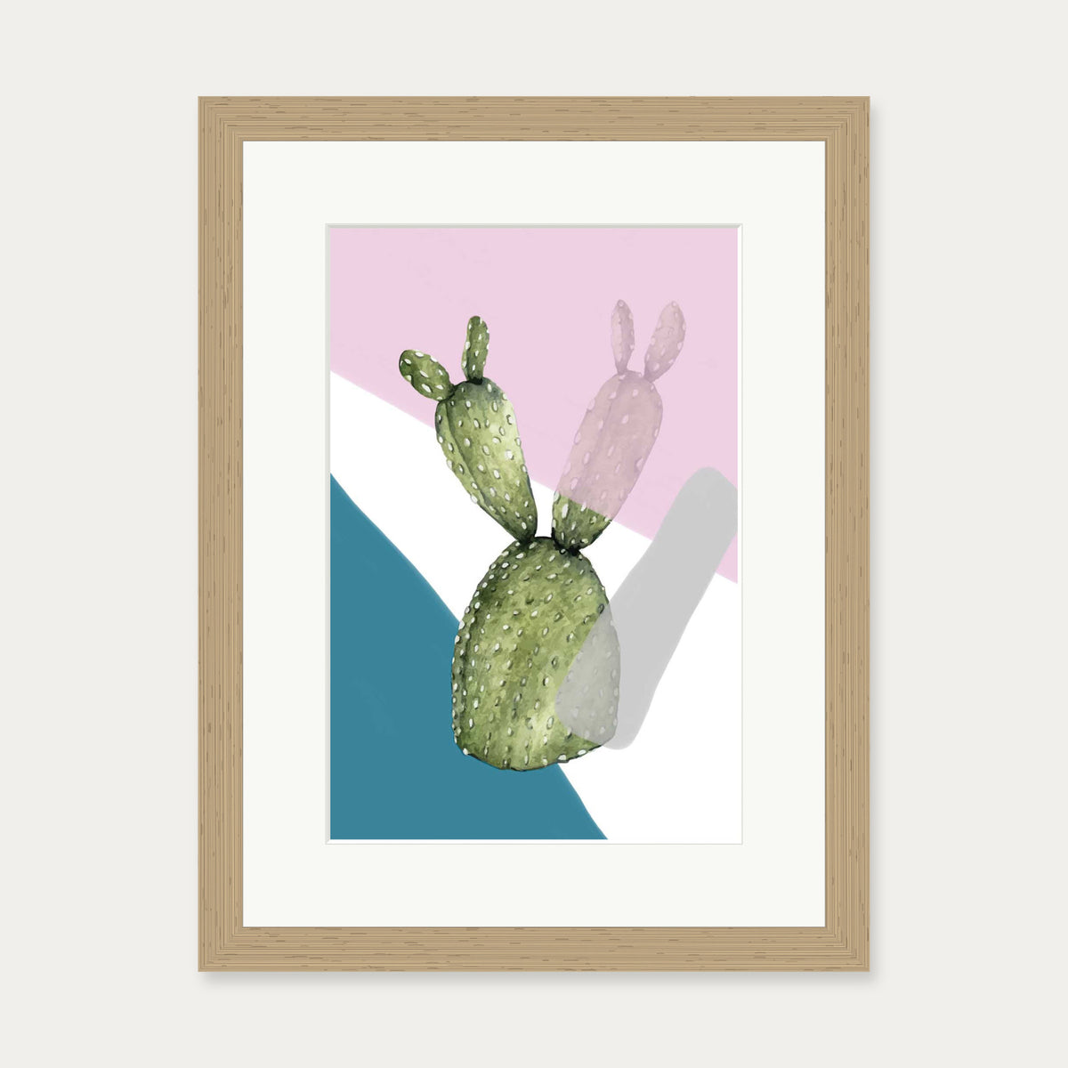 Cactus Contemporary Art Print — 30 x 40 cm — Oak Frame