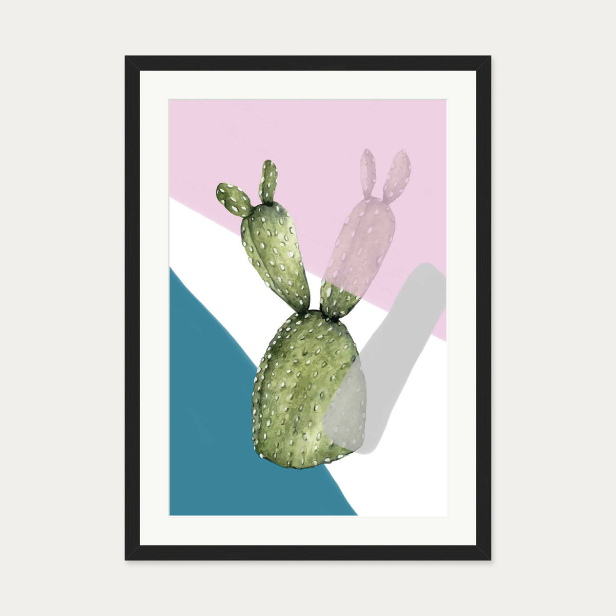 Cactus Contemporary Art Print — 50 x 70 cm — Black Frame