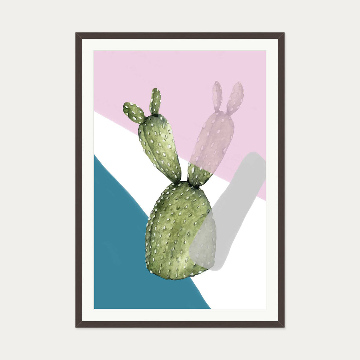Cactus Contemporary Art Print — 70 x 100 cm — Brown Frame