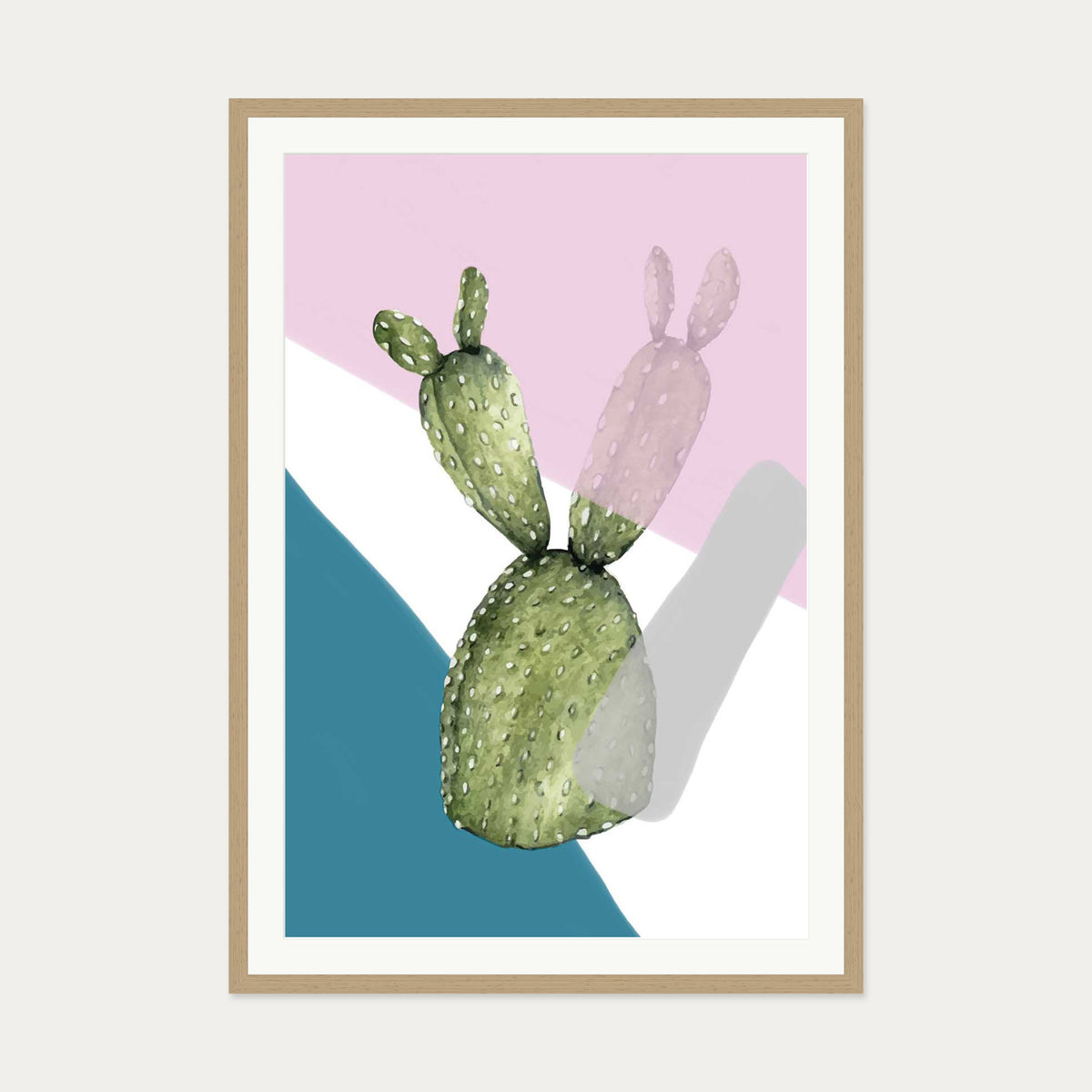 Cactus Contemporary Art Print — 70 x 100 cm — Oak Frame