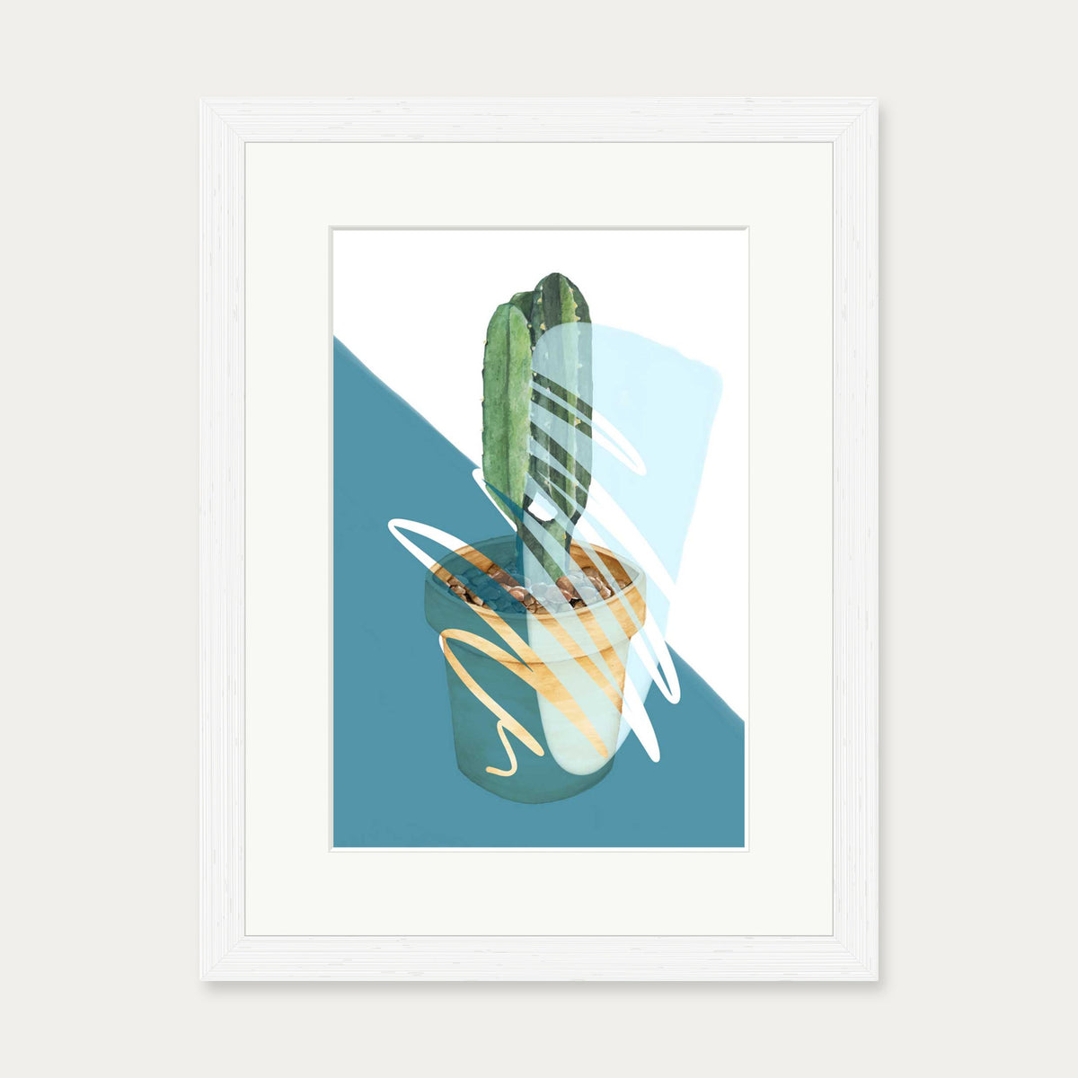 Cactus In A Pot Art Print — 30 x 40 cm — White Frame