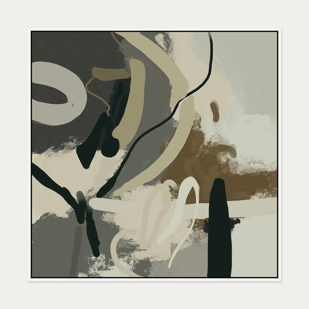 Camouflage I Canvas Art — 100 x 100 cm — White Frame