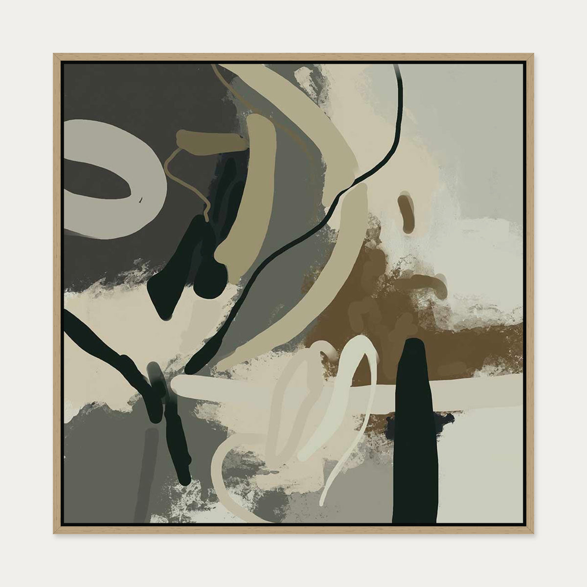 Camouflage I Canvas Art — 70 x 70 cm — Oak Frame