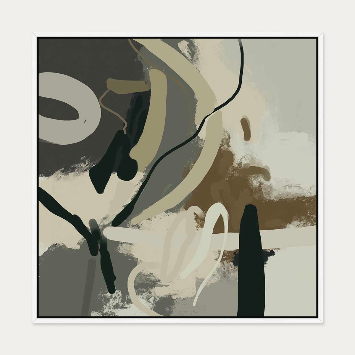 Camouflage I Canvas Art — 70 x 70 cm — White Frame