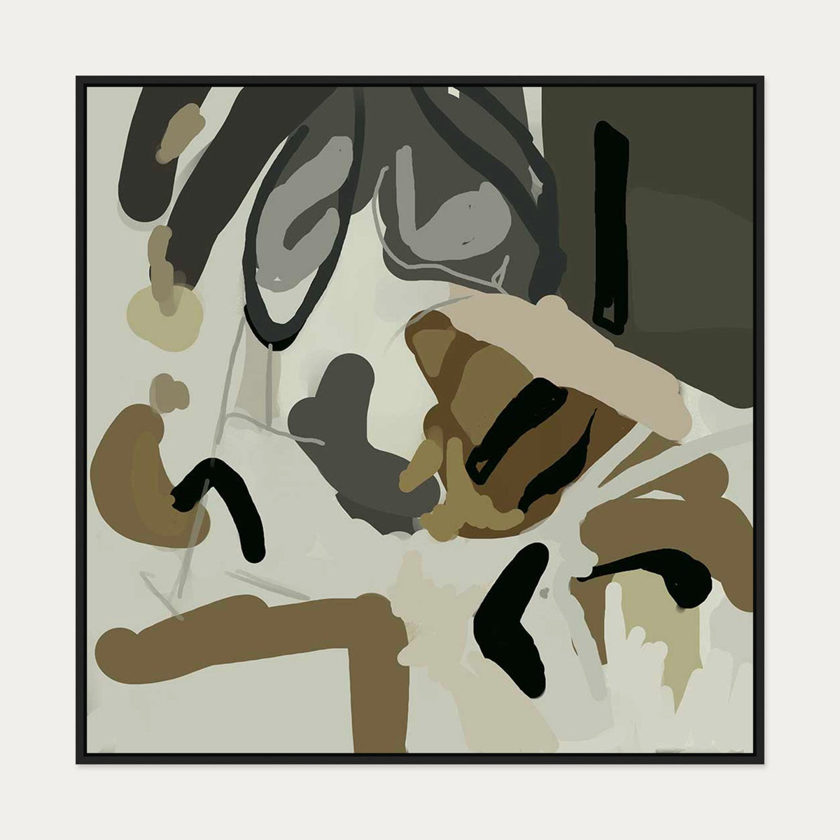 Camouflage II Canvas Art — 100 x 100 cm — Black Frame