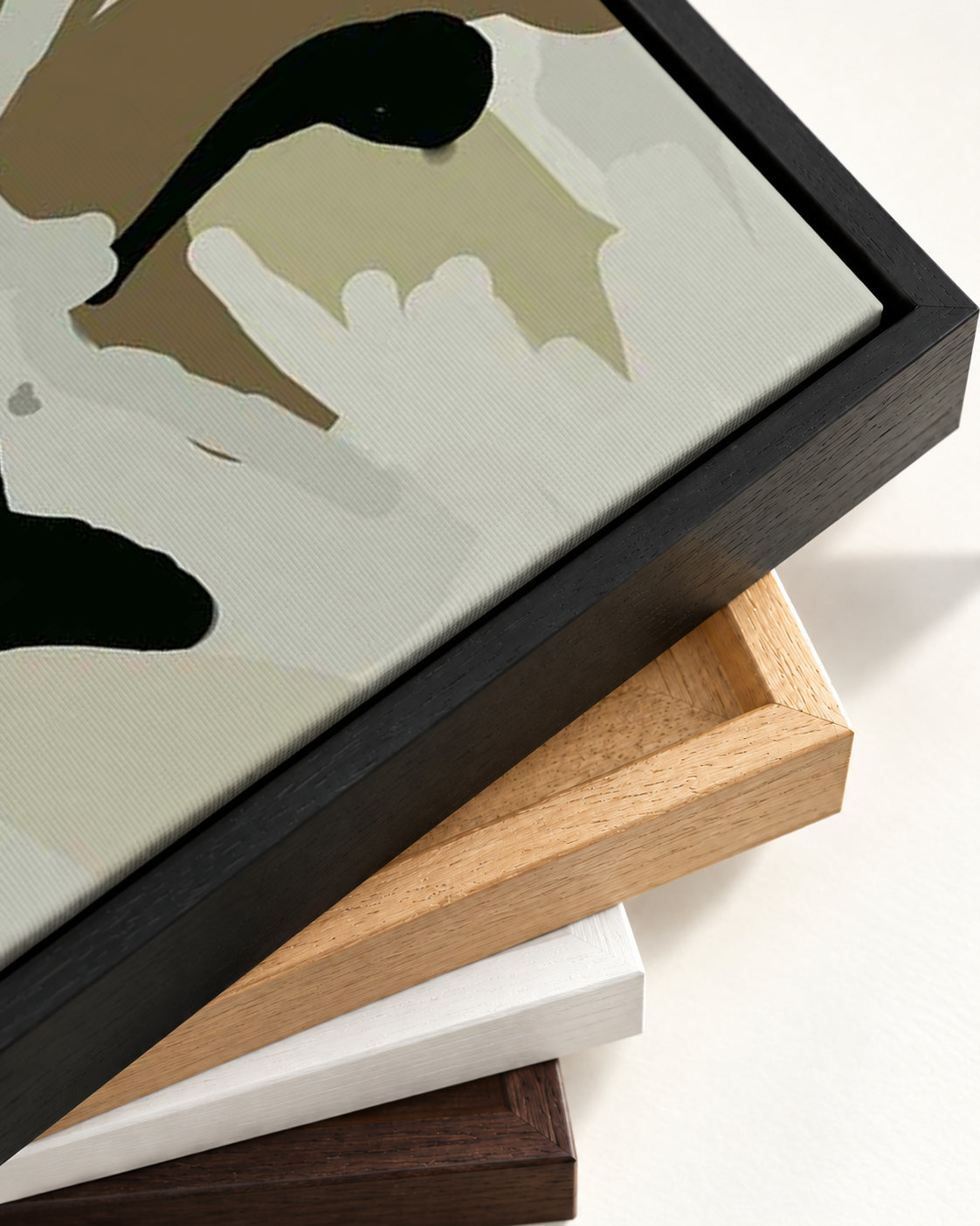 Camouflage II Canvas Art — framed canvas corner and wrapped canvas detail