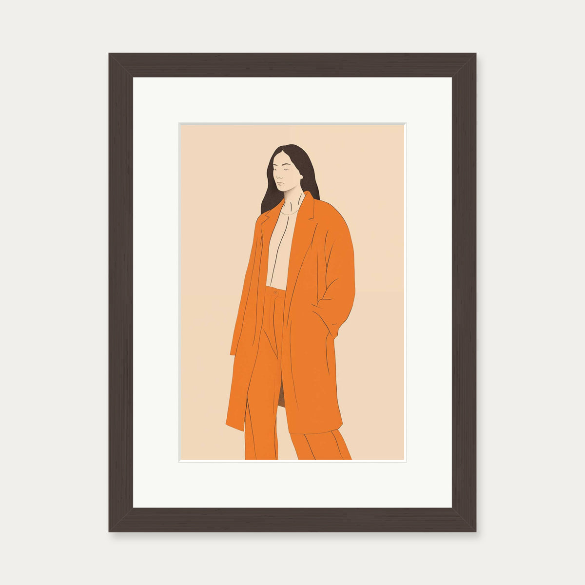 Cathy Art Print — 30 x 40 cm — Brown Frame