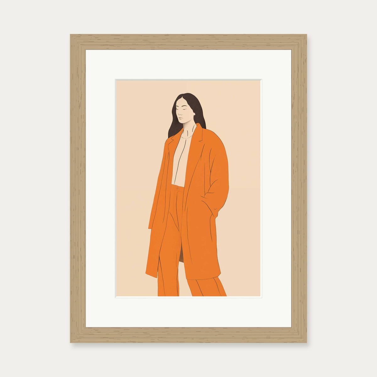 Cathy Art Print — 30 x 40 cm — Oak Frame