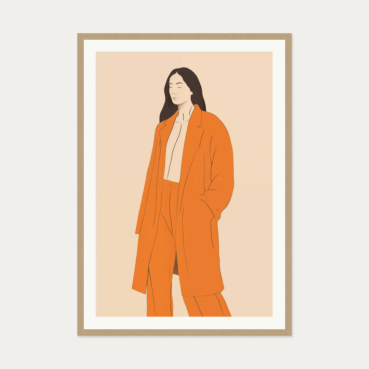 Cathy Art Print — 70 x 100 cm — Oak Frame