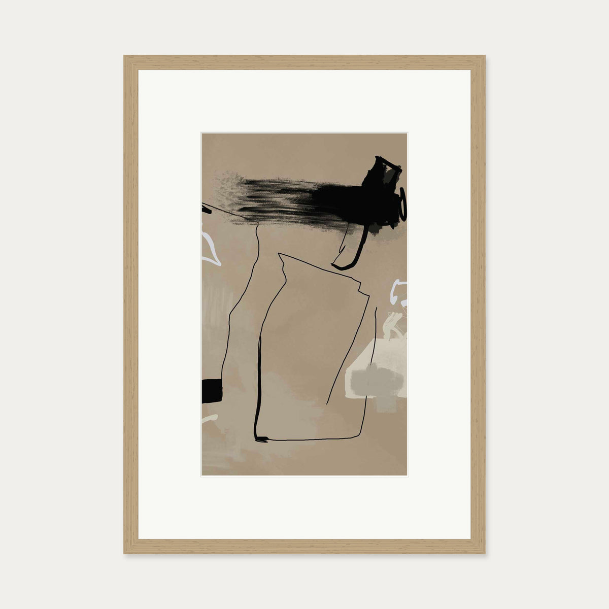 Cave Drawings I Art Print — 50 x 70 cm — Oak Frame