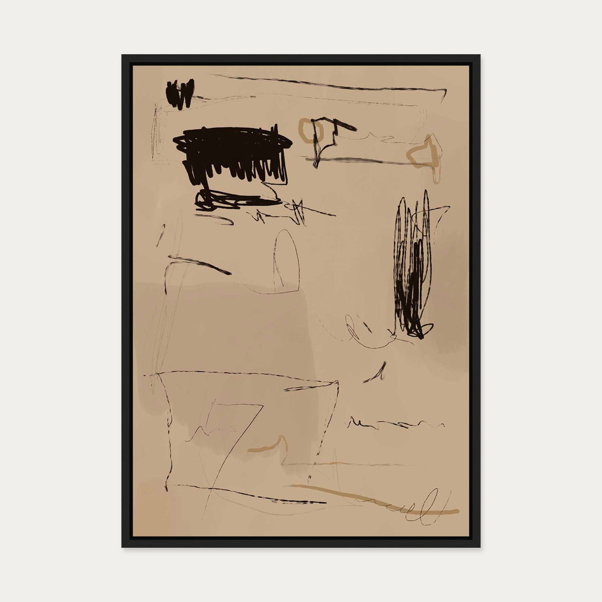 Cave Drawings II Canvas Art — 50 x 70 cm — Black Frame