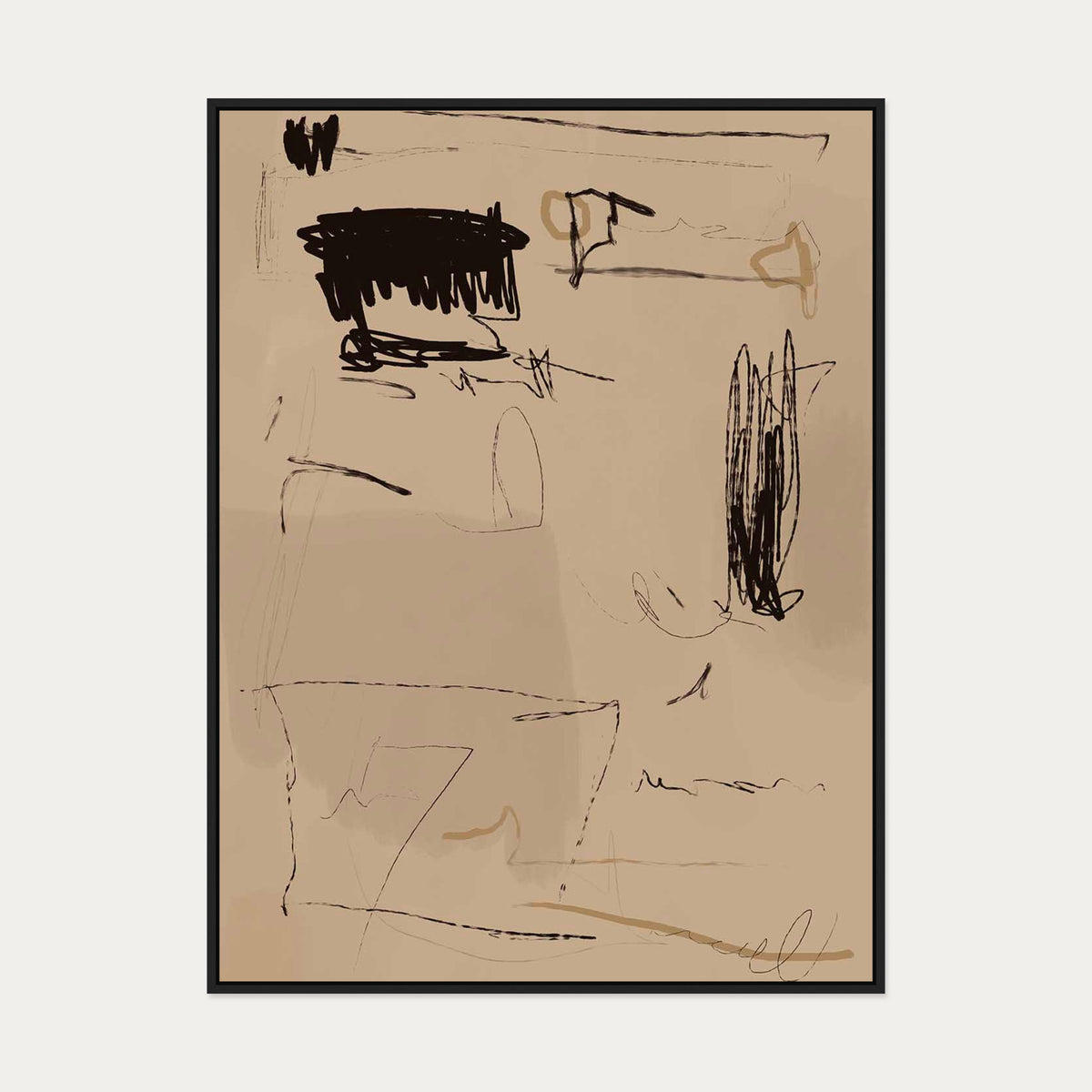 Cave Drawings II Canvas Art — 90 x 120 cm — Black Frame