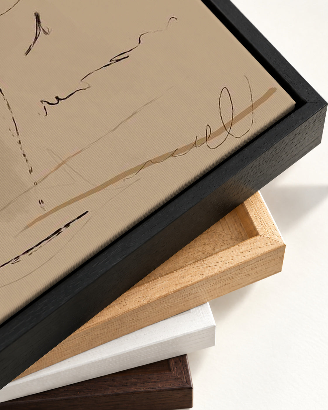 Cave Drawings II Canvas Art — framed canvas corner and wrapped canvas detail