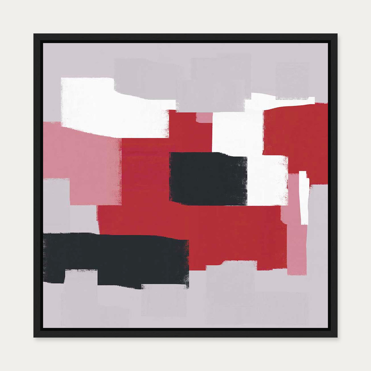 Chromatic Abstract In Red Canvas Art — 50 x 50 cm — Black Frame