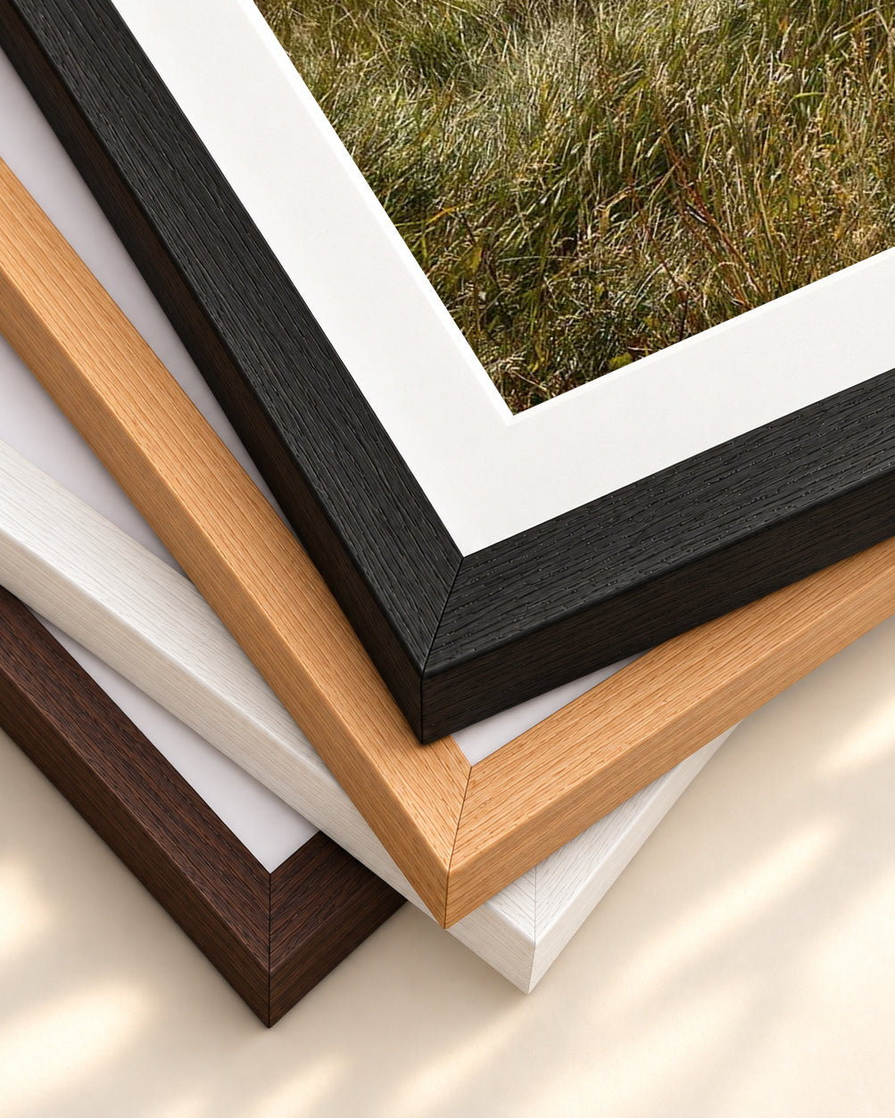 Church In A Field Wall Art Print — framed print corner with 5 cm mount and bevel