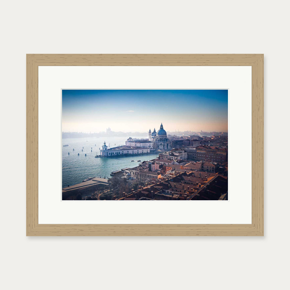 City On The Water Art Print — 30 x 40 cm — Oak Frame