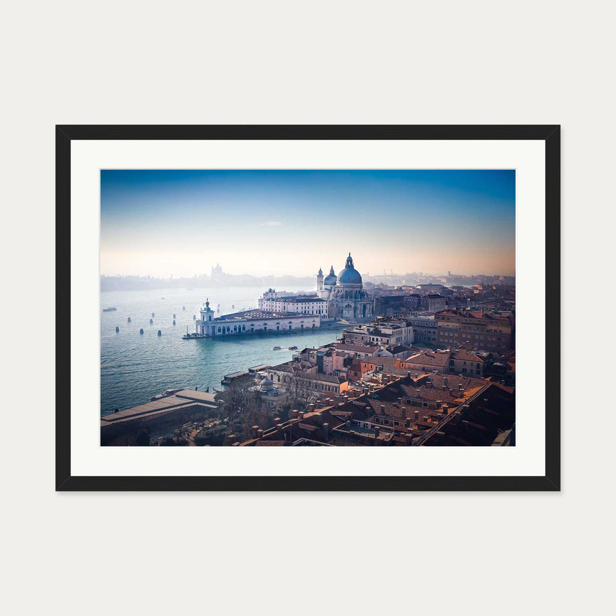 City On The Water Art Print — 50 x 70 cm — Black Frame