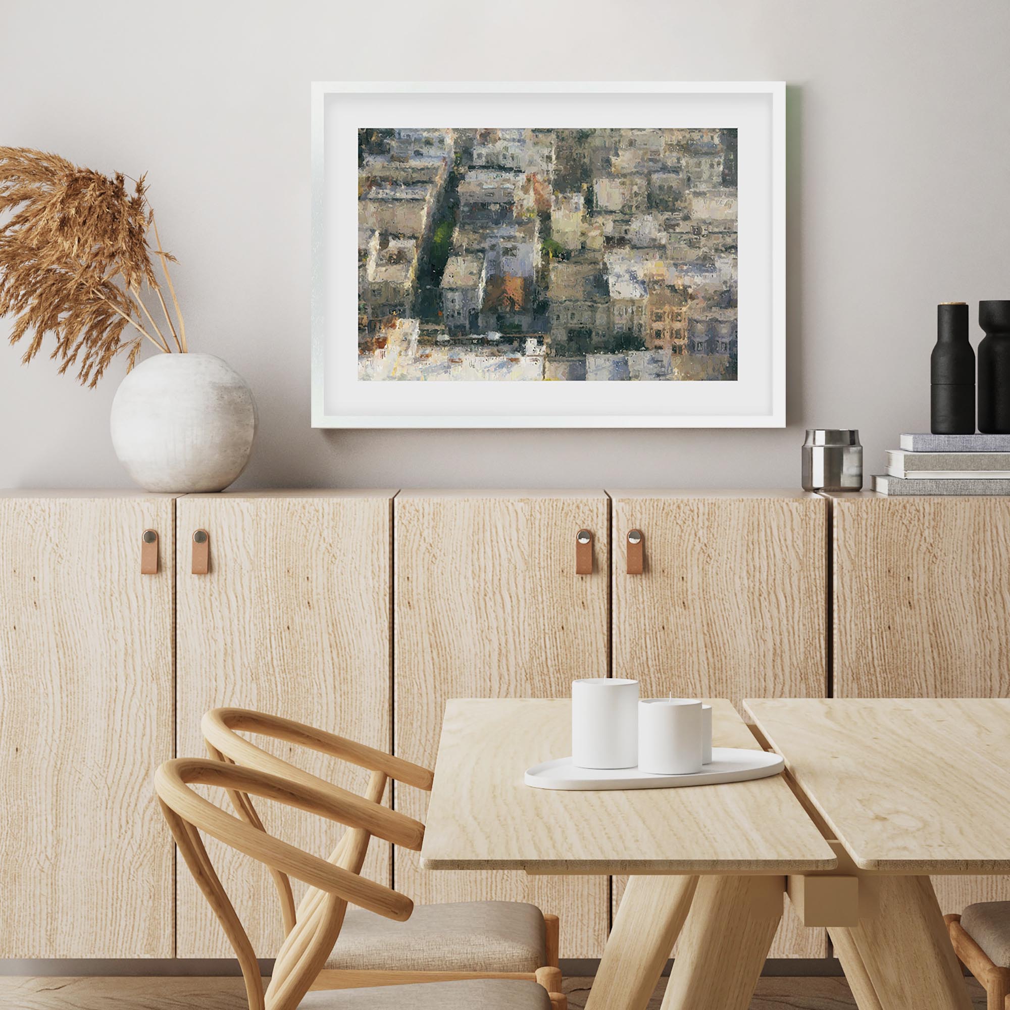 Impressionist City Rooftops Framed Art