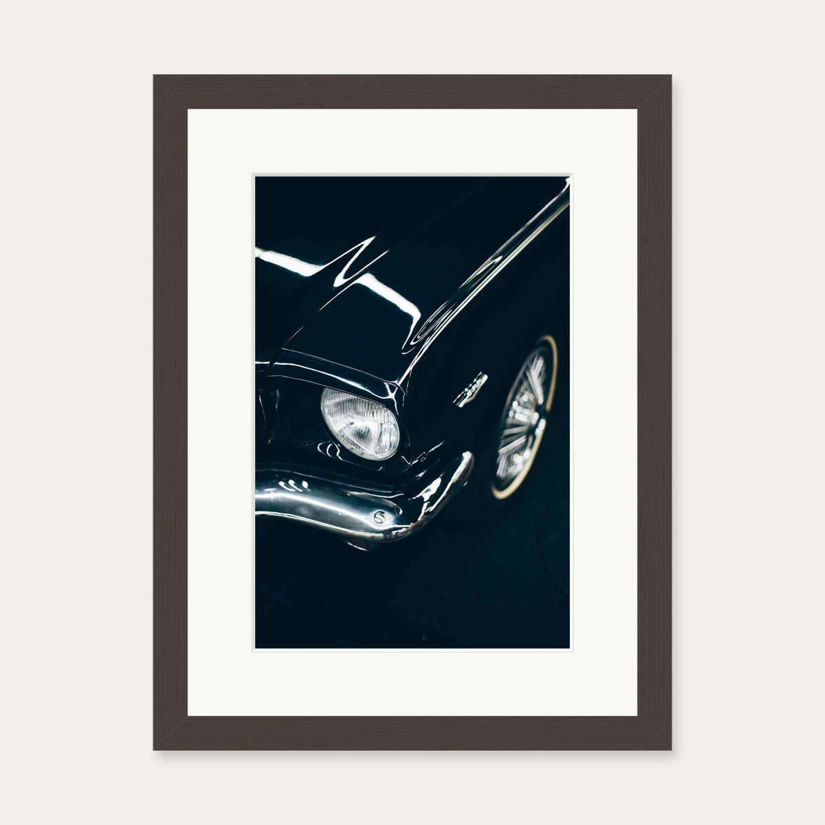Classic Car Wall Art Print — 30 x 40 cm — Brown Frame