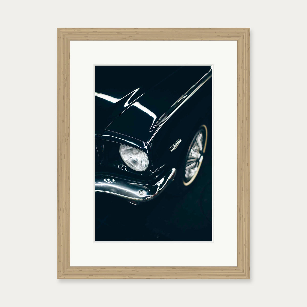 Classic Car Wall Art Print — 30 x 40 cm — Oak Frame