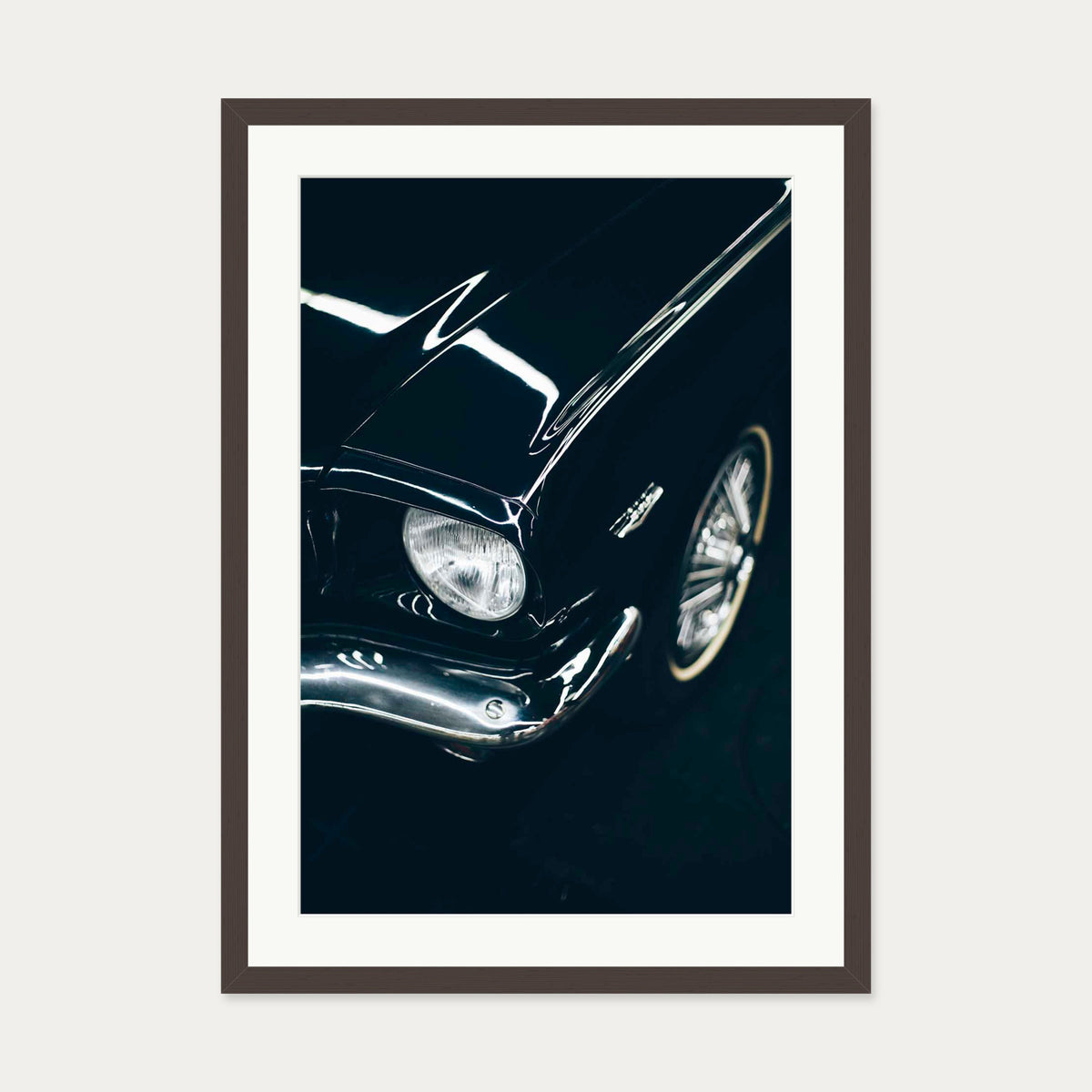 Classic Car Wall Art Print — 50 x 70 cm — Brown Frame