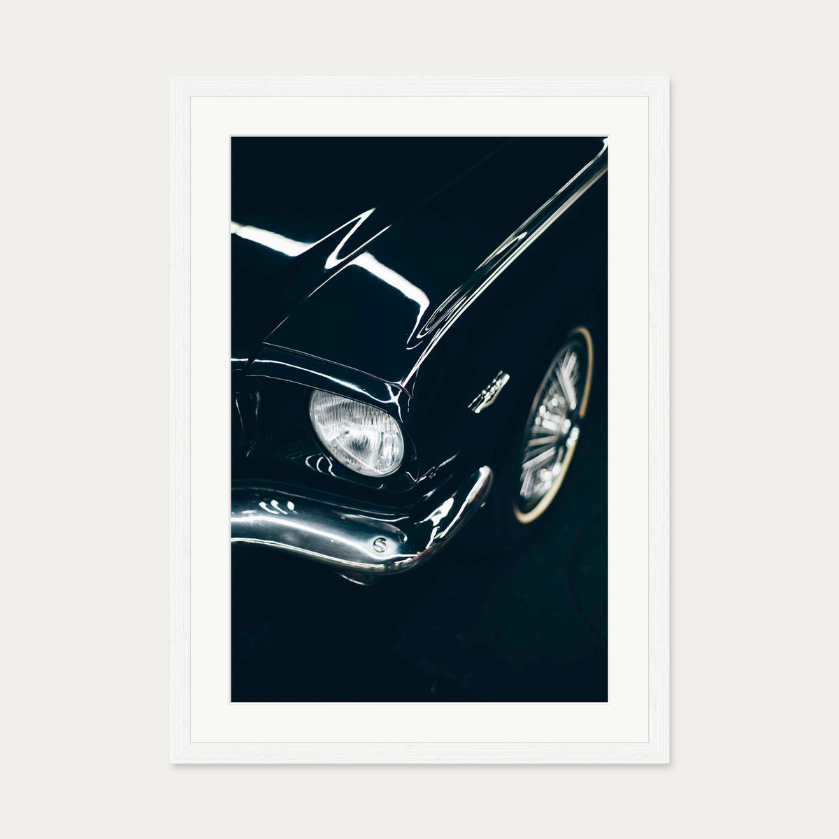 Classic Car Wall Art Print — 50 x 70 cm — White Frame