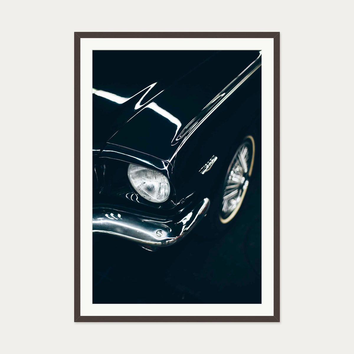 Classic Car Wall Art Print — 70 x 100 cm — Brown Frame