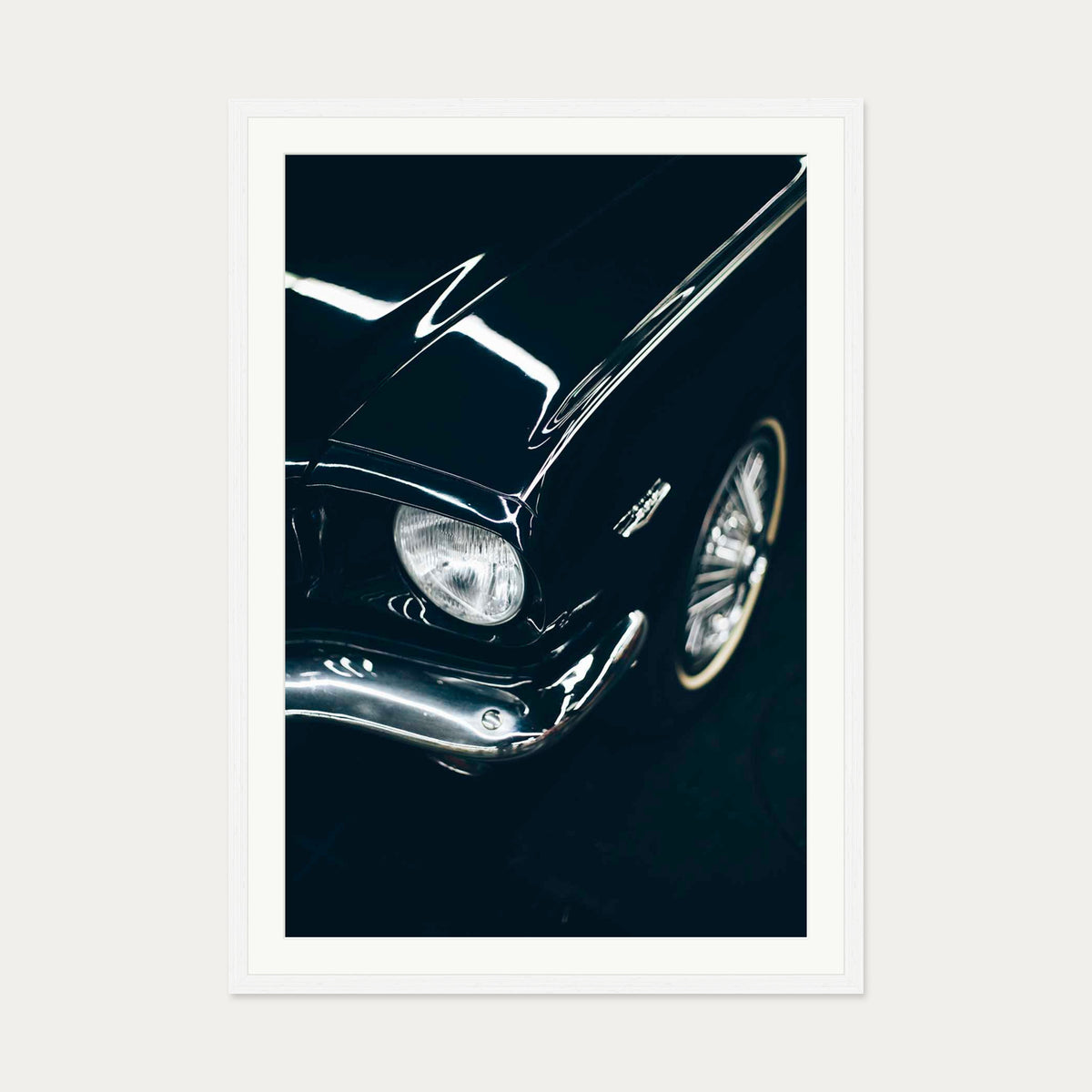 Classic Car Wall Art Print — 70 x 100 cm — White Frame