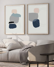 Classic Blue Shapes - Print Set Of 2