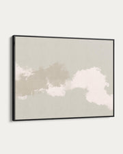Framed artwork of abstract clouds on a light background