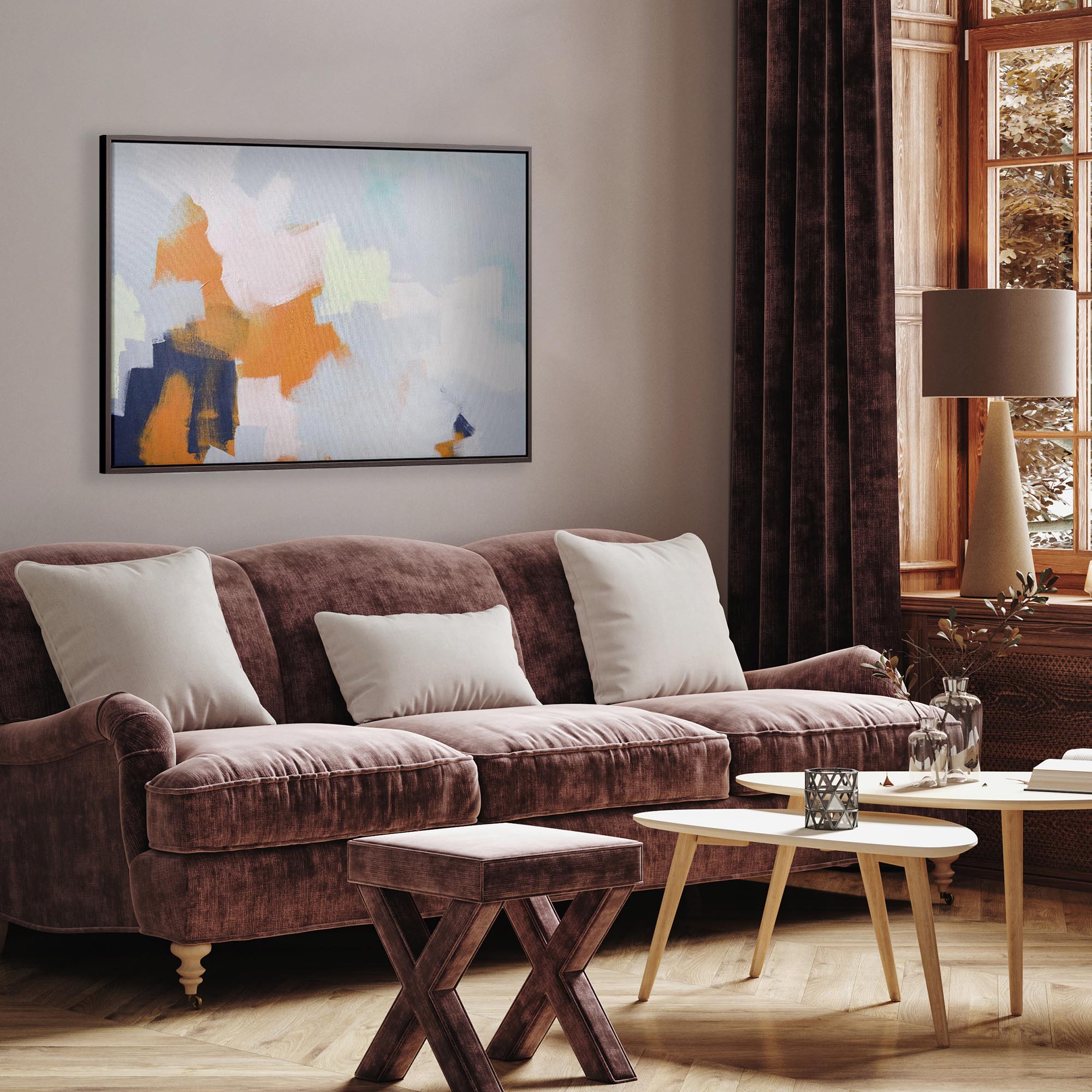 Abstract Clouds Framed Canvas