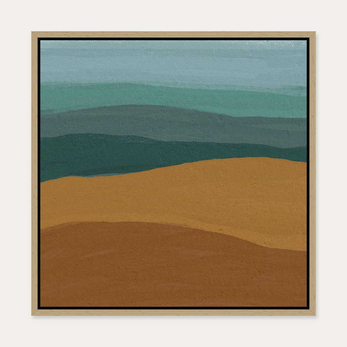 Coastal Sandy Beach Canvas Art — 50 x 50 cm — Oak Frame