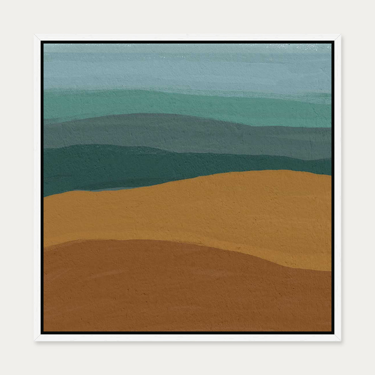 Coastal Sandy Beach Canvas Art — 50 x 50 cm — White Frame