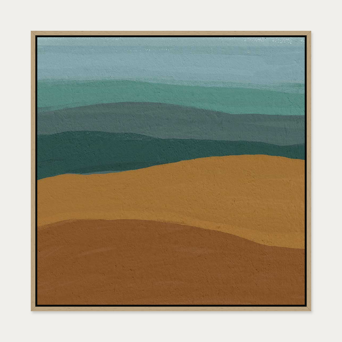Coastal Sandy Beach Canvas Art — 70 x 70 cm — Oak Frame