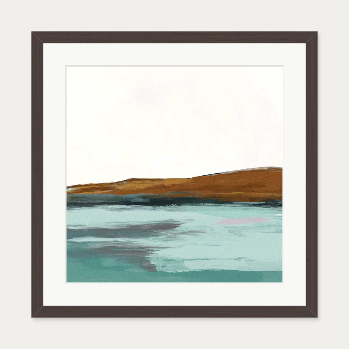 Coastal Seascape Art Print — 50 x 50 cm — Brown Frame