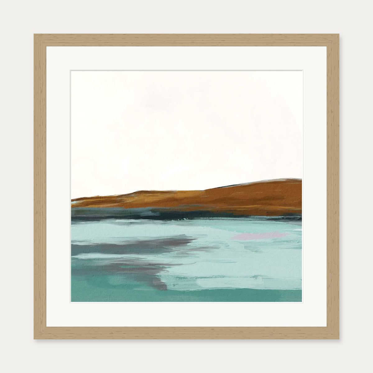 Coastal Seascape Art Print — 50 x 50 cm — Oak Frame