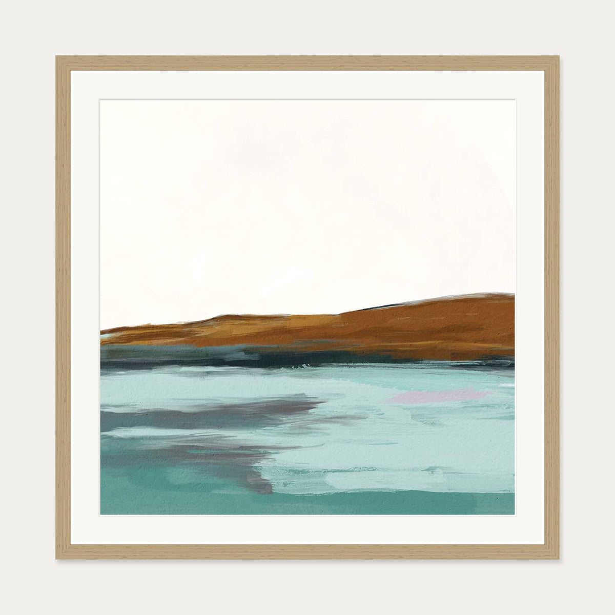 Coastal Seascape Art Print — 70 x 70 cm — Oak Frame