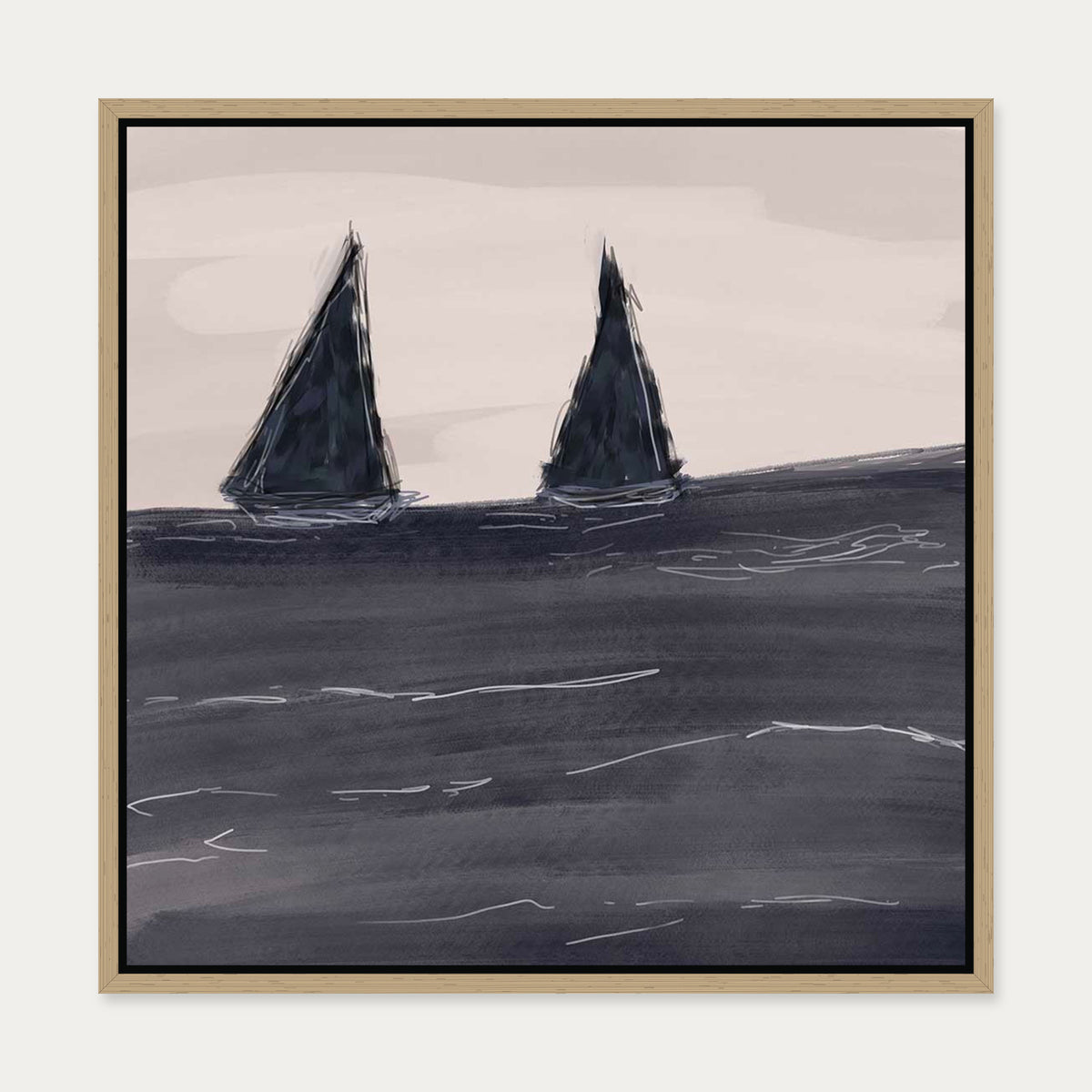 Coasting Canvas Art — 50 x 50 cm — Oak Frame