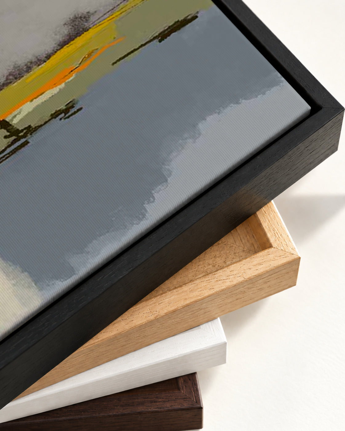 Coastline Canvas Art — framed canvas corner and wrapped canvas detail