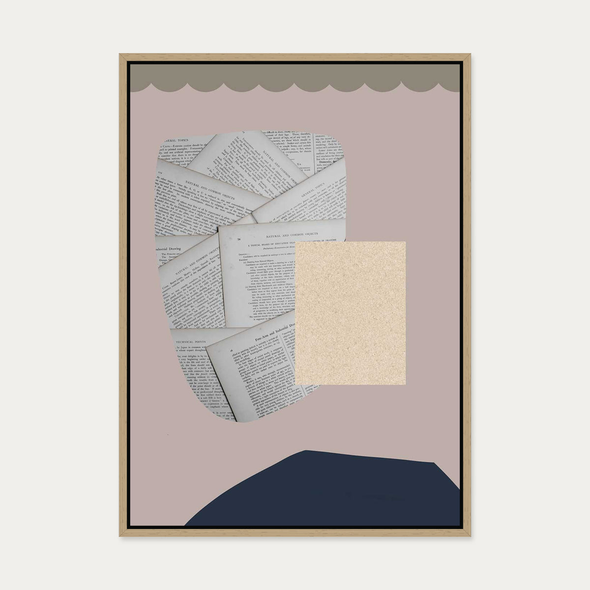 Collage Design Canvas Art — 50 x 70 cm — Oak Frame