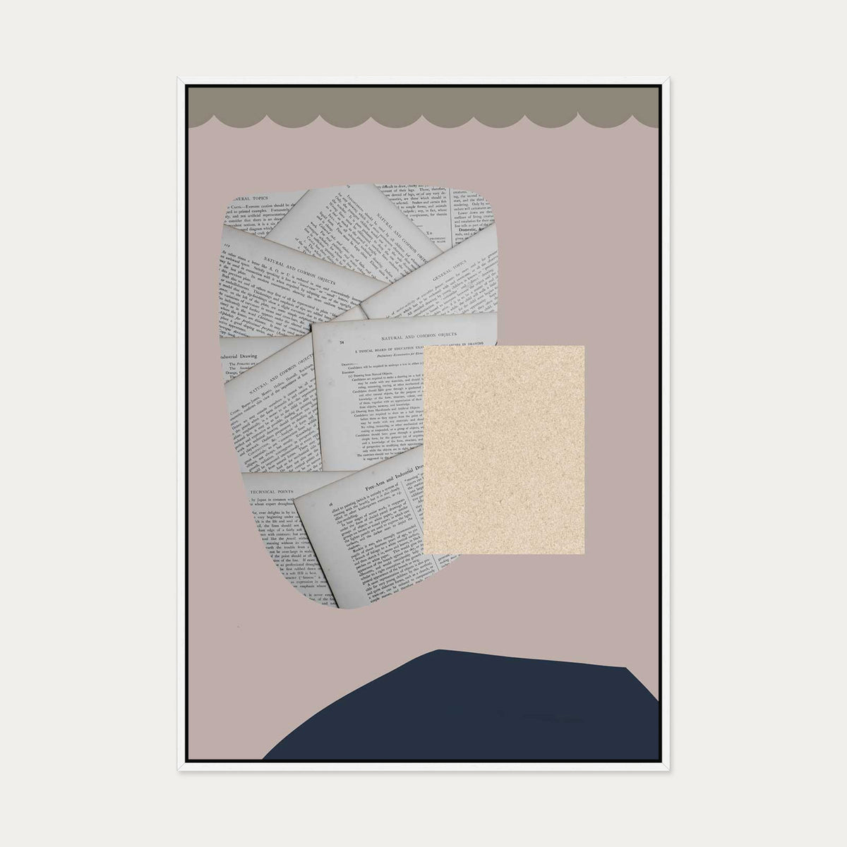 Collage Design Canvas Art — 70 x 100 cm — White Frame