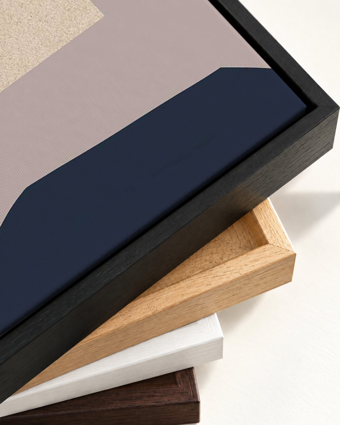 Collage Design Canvas Art — framed canvas corner and wrapped canvas detail