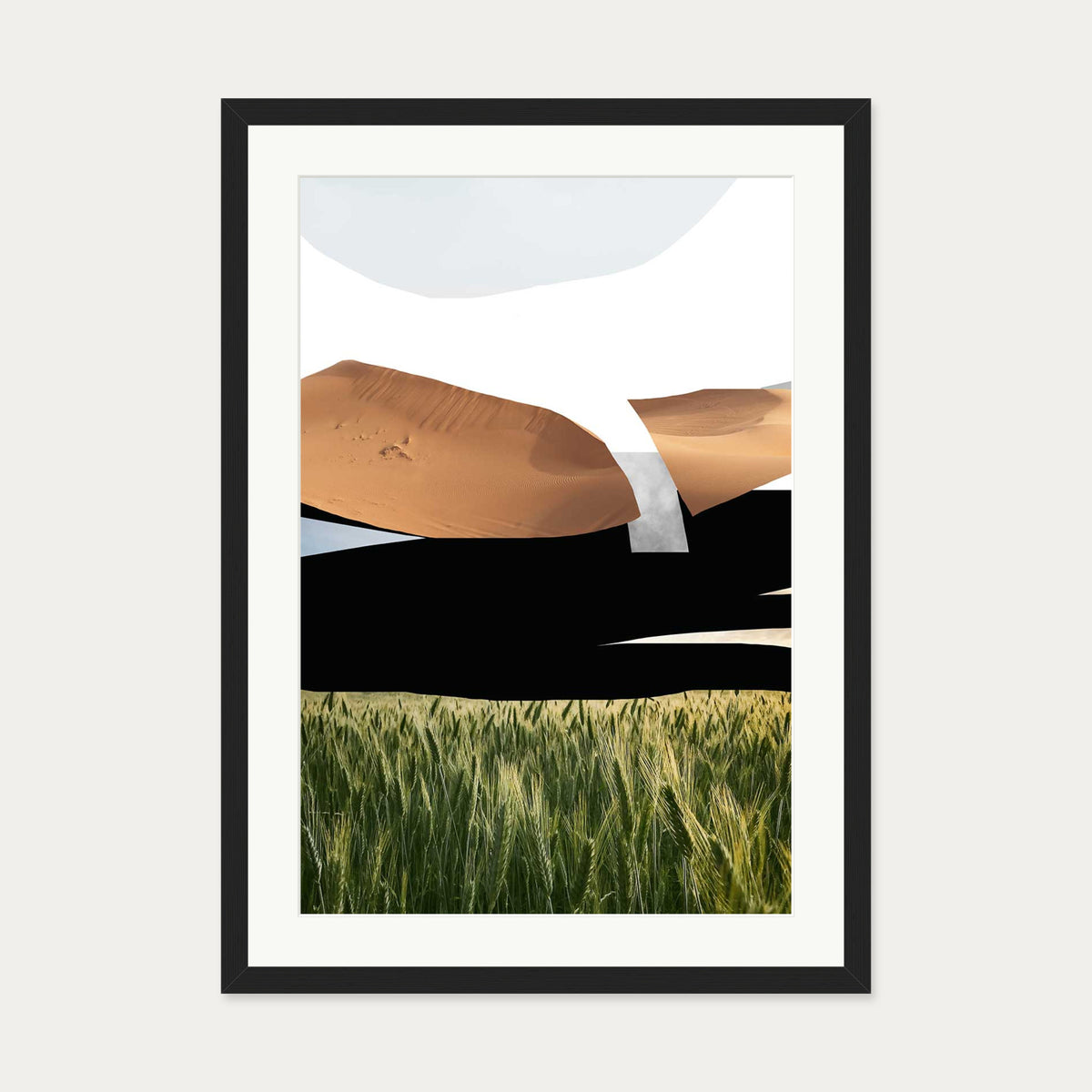 Collage Landscape Art Print — 50 x 70 cm — Black Frame