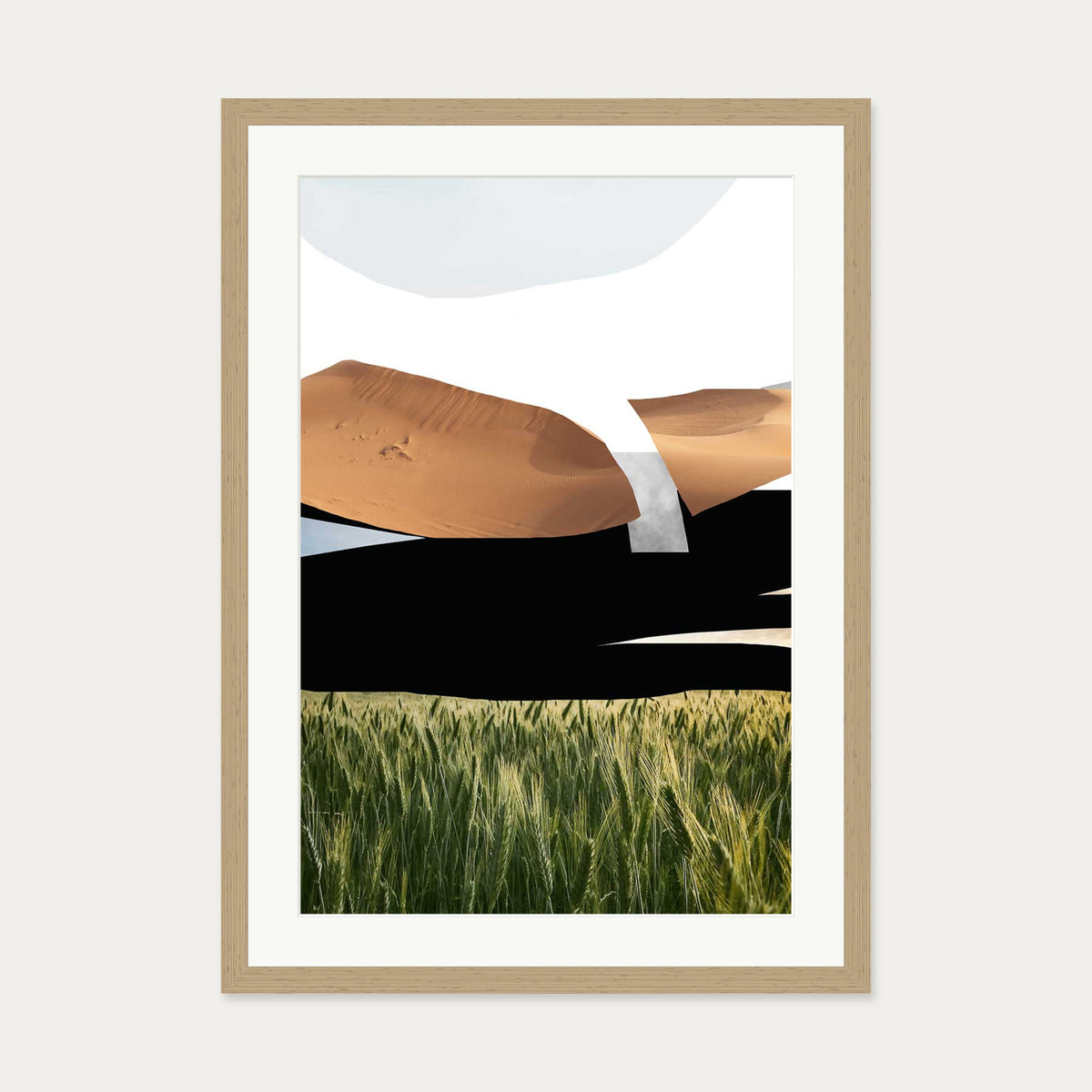 Collage Landscape Art Print — 50 x 70 cm — Oak Frame