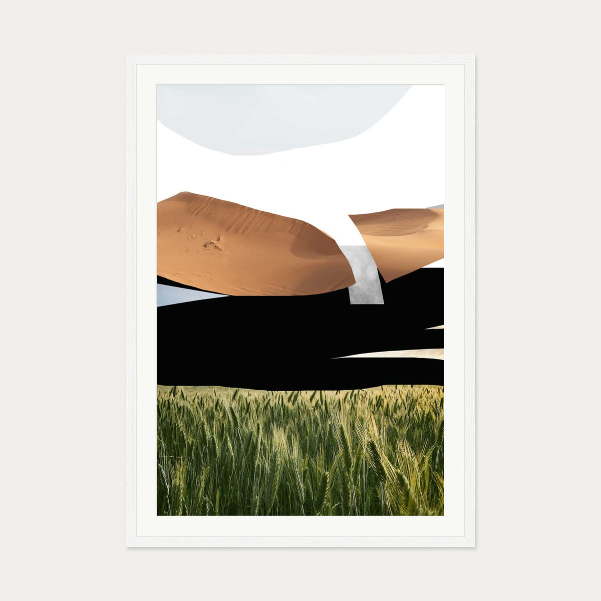 Collage Landscape Art Print — 70 x 100 cm — White Frame