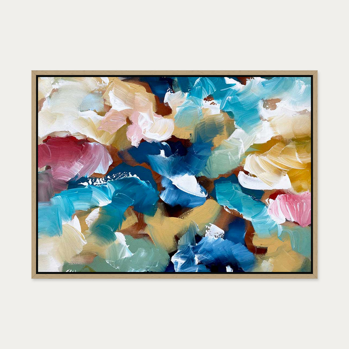 Colliding Colours Canvas Art Art — 50 x 70 cm — Oak Frame