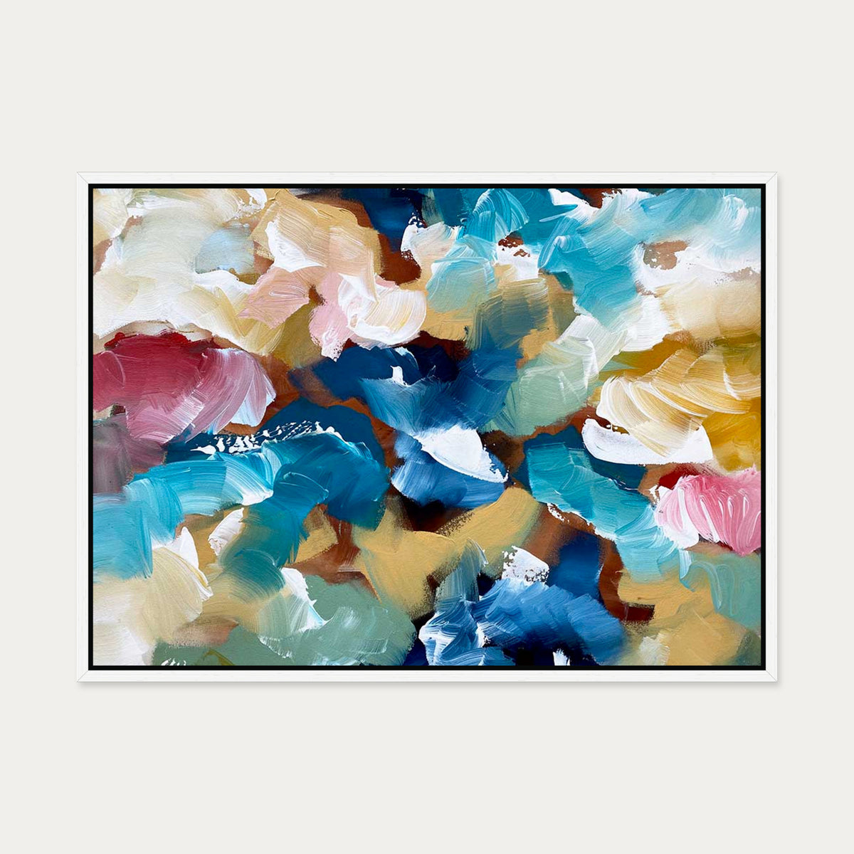Colliding Colours Canvas Art Art — 50 x 70 cm — White Frame