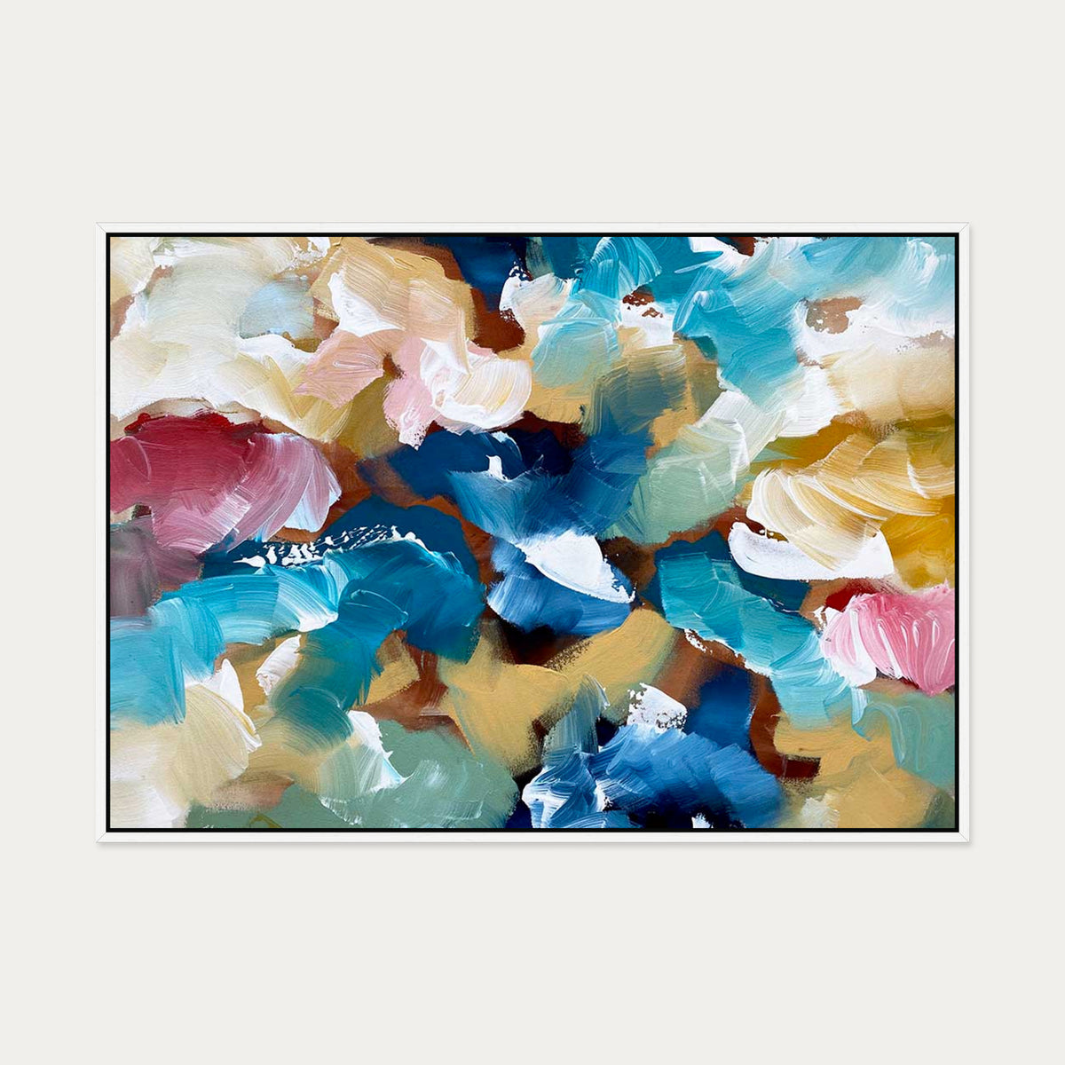 Colliding Colours Canvas Art Art — 70 x 100 cm — White Frame